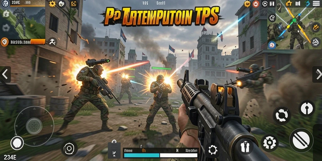 Screenshot gameplay 234E menunjukkan aksi pertempuran intens.
