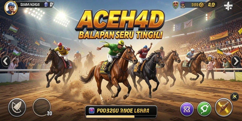 Tampilan gameplay balapan yang mendebarkan dan seru di ACEH4D.