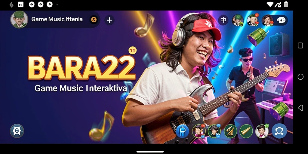 Tampilan gameplay BARA22 dengan musik yang menggugah semangat.