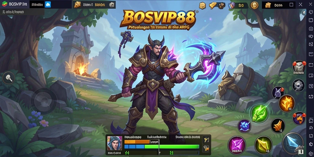 Tampilan gameplay epik dan karakter yang berani dalam BOSVIP88.