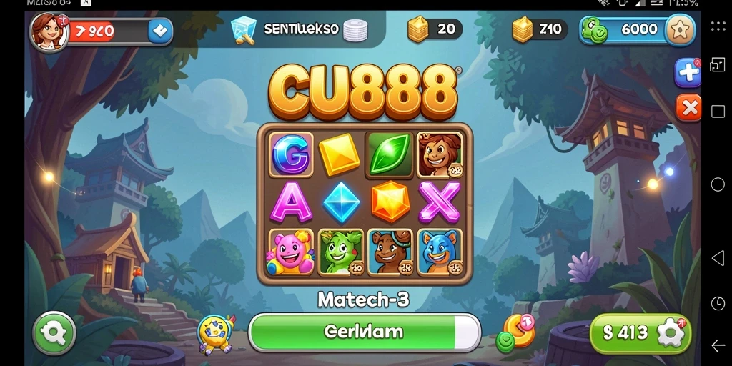 Tampilan gameplay seru dalam CU888 yang penuh warna.