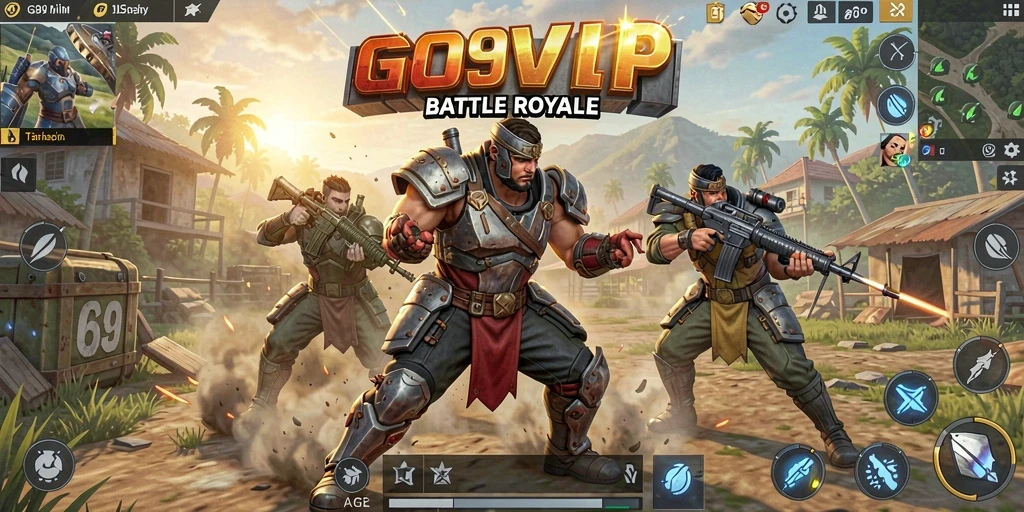 Tangkapan layar G9VIP menunjukkan aksi pertempuran intens dalam Battle Royale.