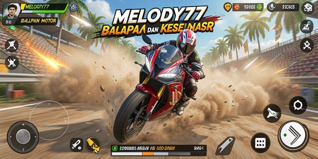 Gameplay seru balapan motor di MELODY77 dengan grafik menakjubkan.