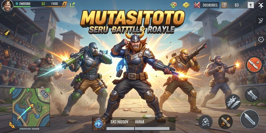 Tangkapan layar gameplay <strong>MUTASITOTO</strong> menampilkan aksi seru dalam pertarungan Battle Royale.