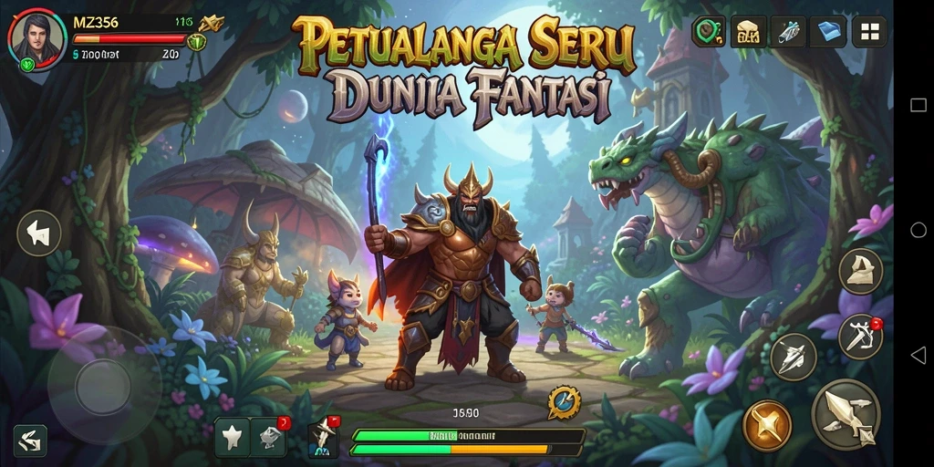 Screenshot MZ356 menampilkan aksi seru petualangan di dunia fantastis.
