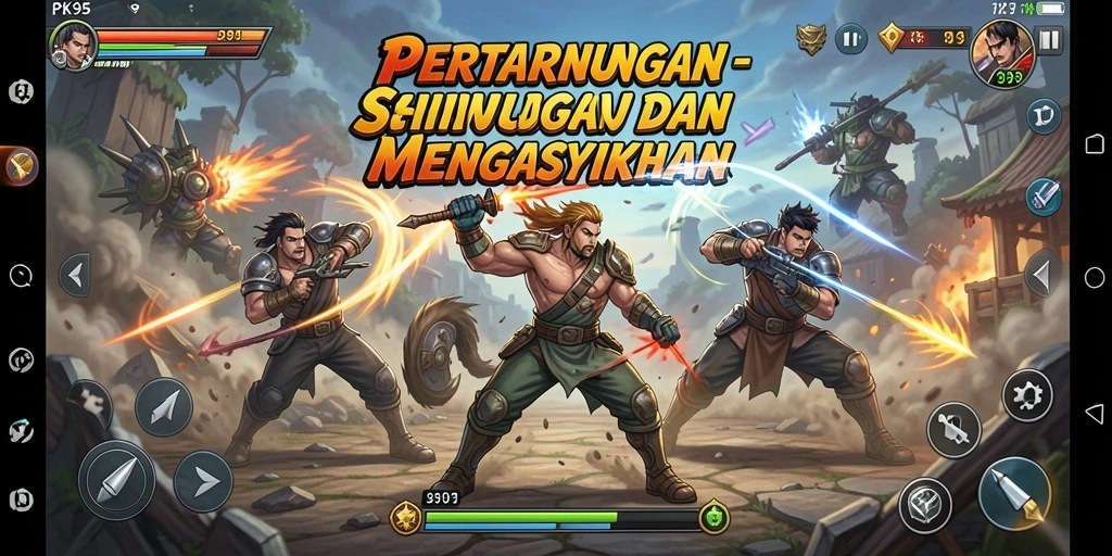 Tampilan gameplay PK95 yang memukau saat karakter bertarung.