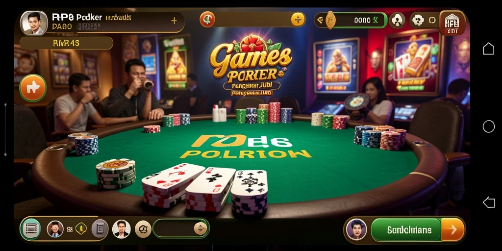 Tangkapan layar gameplay Poker yang menampilkan aksi seru di RP8.