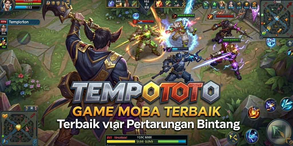 Tampilan gameplay seru dalam pertarungan MOBA di TEMPOTOTO.